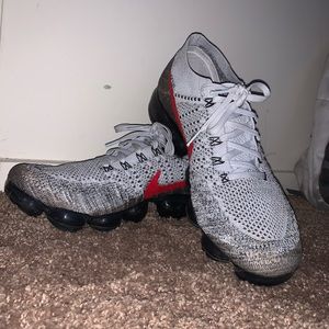 Nike VaporMax Silver/Black/Red Athletic Shoes